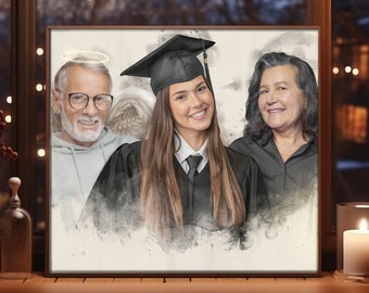 Custom Painting for High School Graduation, Combine Pictures, Memorial Painting From Photo, Wall Art Prints, Teacher Appreciation Gifts