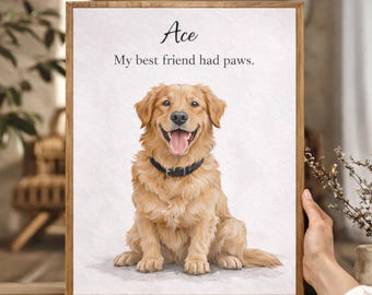 Personalized Pet Memorial Gift, Custom Cat or Dog Portrait, Pet Loss Gift, Pet Sympathy Portrait, Custom Illustration