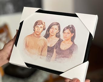 Custom Memorial Portrait For Loss Of Father - Gift For Daughter & Family