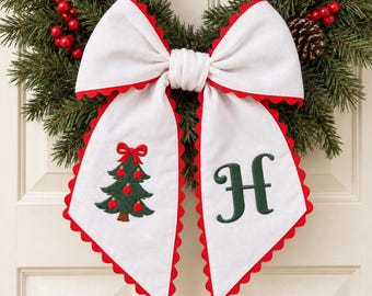 Family Monogram Wreath Sash for a Christmas Door and Entryway