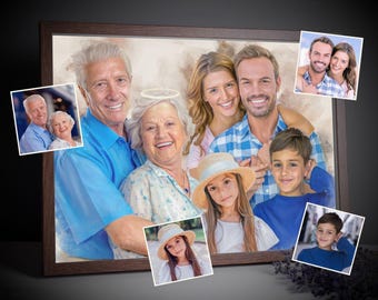 Custom Portrait From Photo, Watercolor Painting for Your Family