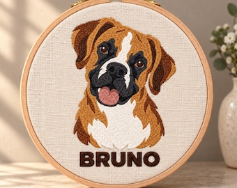 Pet Memorial Portrait - Embroidered Art to Remember Your Dog