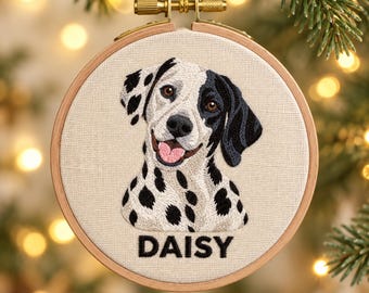 Pet Christmas Ornament - Embroidered Cat Portrait from Photo
