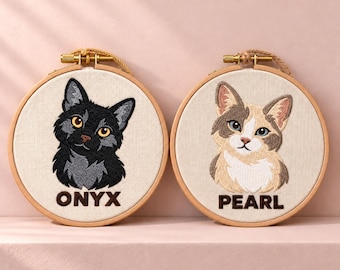 Custom Cat Portrait - A Personal Embroidered Cat Lover Gift