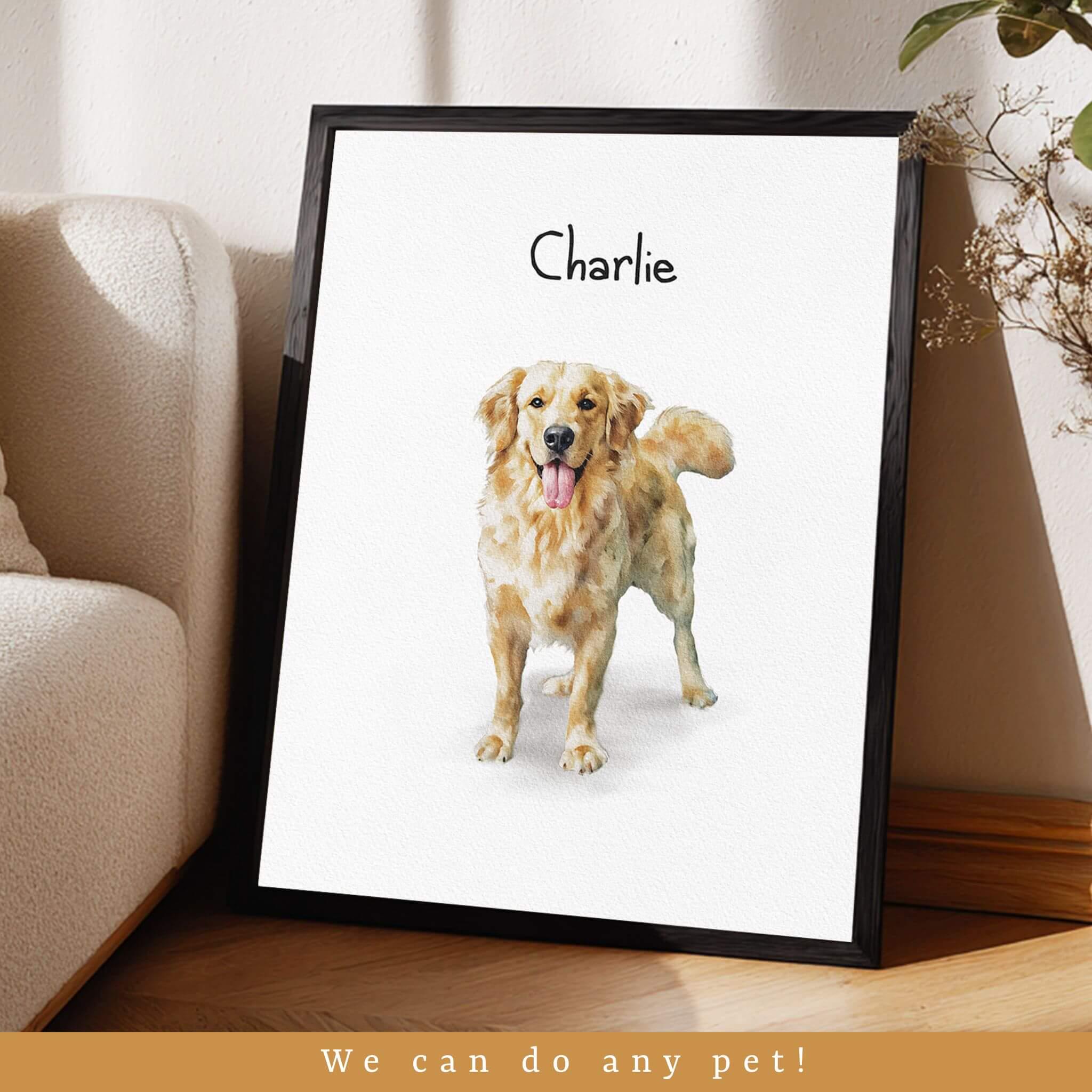 Custom Watercolor Painting Using Pet Portrait With Name Custom Cat Dog ...