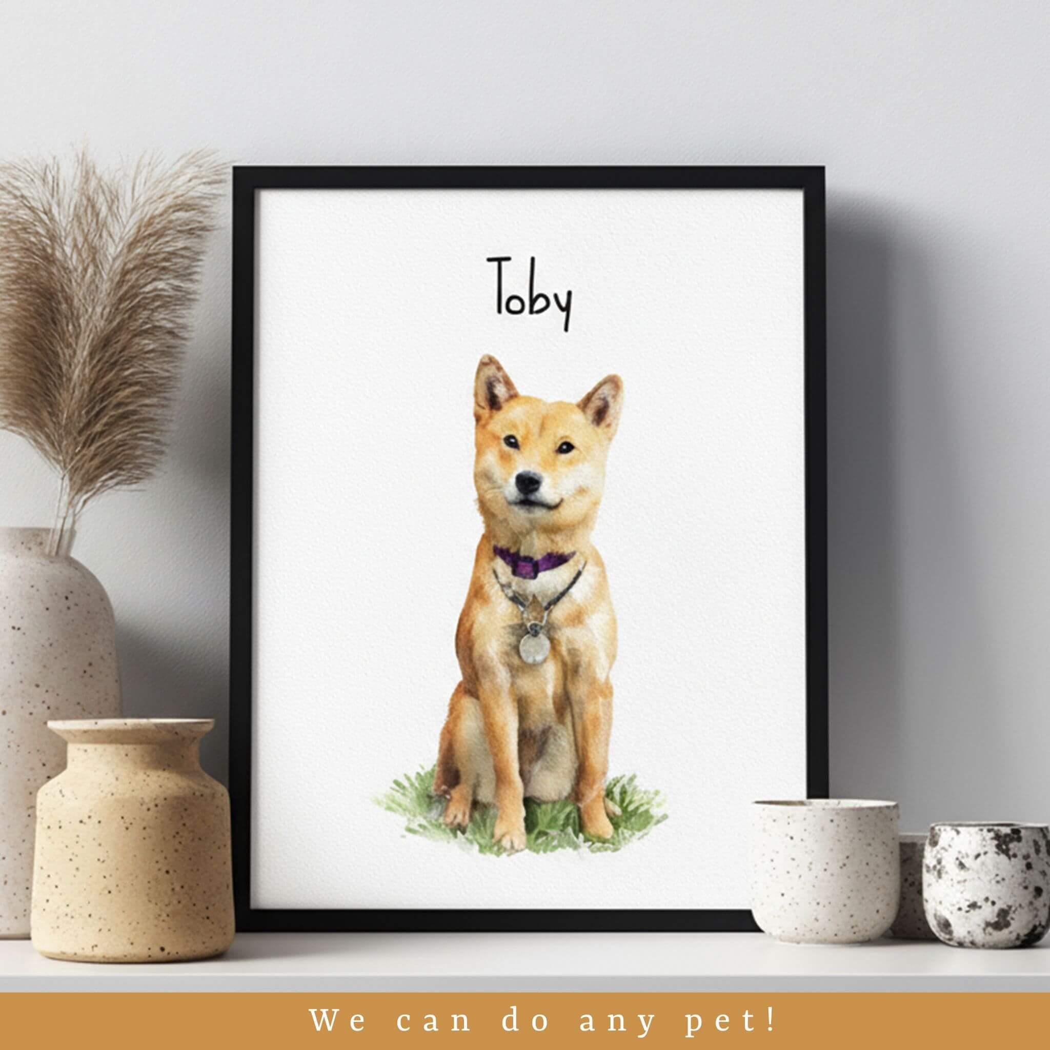 Custom Watercolor Painting Using Pet Portrait With Name Custom Cat Dog ...
