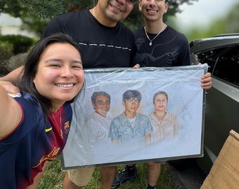 Custom Watercolor Portrait, Created From Separate Family Photos