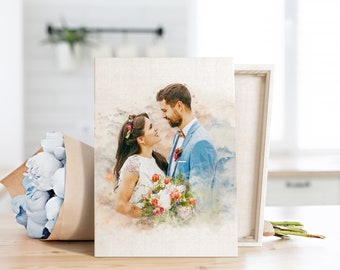 Custom Wedding Portrait For Couples, Personalized Anniversary Gift for Men or Women, Unique Illustration Drawing For Newlywed or Family