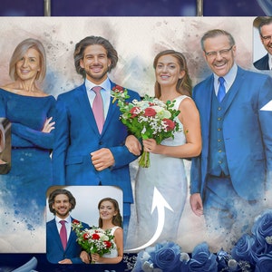 Dipinto di fidanzamento personalizzato da foto, regalo di anniversario commemorativo personalizzato per il padre dello sposo, ricordo unico per la persona cara defunta