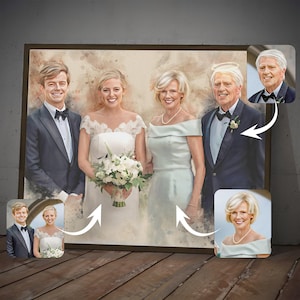 Personalized Watercolor Day of Wedding Painting with Parents, Custom Memorial Painting Commission for Loved Ones, Sympathy Gift for Friends