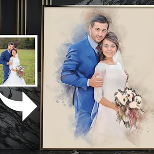 Dipinto di fidanzamento personalizzato da foto, regalo di anniversario commemorativo personalizzato per la madre dello sposo, ricordo unico per la persona cara defunta