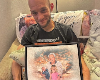 Custom Watercolor Family Portrait, Gift for Dad, Painting from Photo Artistic, Best Dad Gift, Personalized Illustration, Dad Keepsake Gift