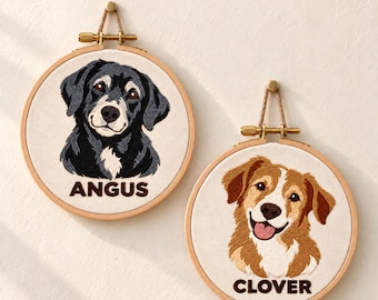 Custom Pet Art - A Linen Hoop with an Embroidered Portrait