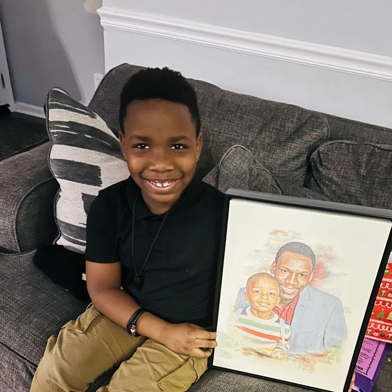 Retrato conmemorativo personalizado en acuarela, pintura personalizada a partir de una foto, regalo conmemorativo para mamá, regalo de recuerdo por la pérdida de la madre. imagen 16