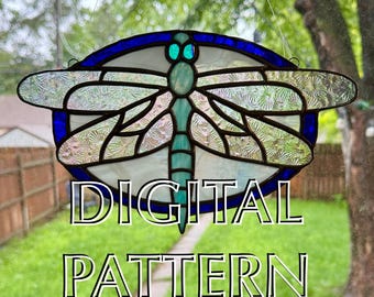 Digital Pattern Dragonfly, Stained Glass Pattern Download, Dragonfly Pattern, Stain Glass Suncatcher Pattern, Dragonfly