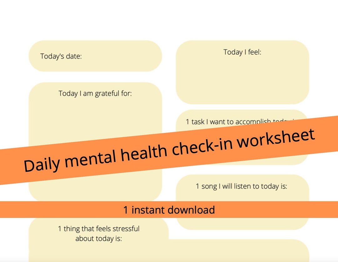 Daily Mental Health Check in 1 Page Download A4 Etsy