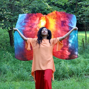 Fire On The ALTAR- Swing Flags, Praise Flags, Worship Flags Set, Silk Worship Dance Flag (Set of 2)