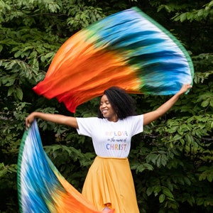 UNDER THE WING - Silk Worship Flags - Praise Flags - Worship Flags Set - Worship Flags with Flex Rods - Dance Flags (Set of 2)