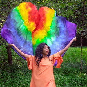 EVERLASTING COVENANT/ Rainbow Flag - Swing Flags - Praise Flags - Worship Flags Set - Silk Worship Dance Flag (Set of 2)