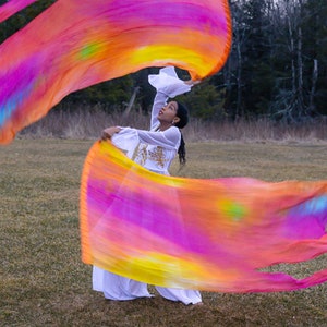 FIRE - Silk Worship Flags - Praise Flags - Worship Flags Set - Worship Flags with Flex Rods - Dance Flags (Set of 2)