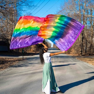 EEUWIG VERBOND/ Regenboogvlag - Zijdeaanbiddingsvlaggen - Lofvlaggen - Aanbiddingsvlaggen set - Aanbiddingsvlaggen met flexibele staven - Dansvlaggen