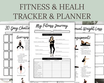 Printable Fitness Planner Bundle: Weight Loss, Workout, Medical Logs (PDF)