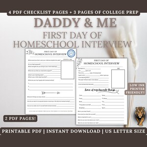 Eerste dag thuisschool INTERVIEW Daddy and Me | Afdrukbaar | Digitale download | Papa-editie
