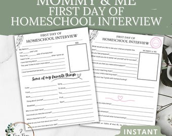 First day of homeschool INTERVIEW Mommy and Me | Printable | Digital Download |