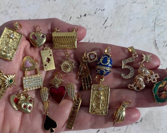 Deliziose collane con ciondoli in oro colore 18k vintage Parigi metalli in stile francese con catena in acciaio inossidabile da 22 pollici scegli i ciondoli dal set di 18