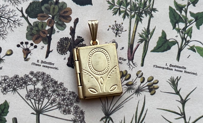 Beautiful 60s Photo Locket Book Shape Vintage Stylish Brass Golden ...