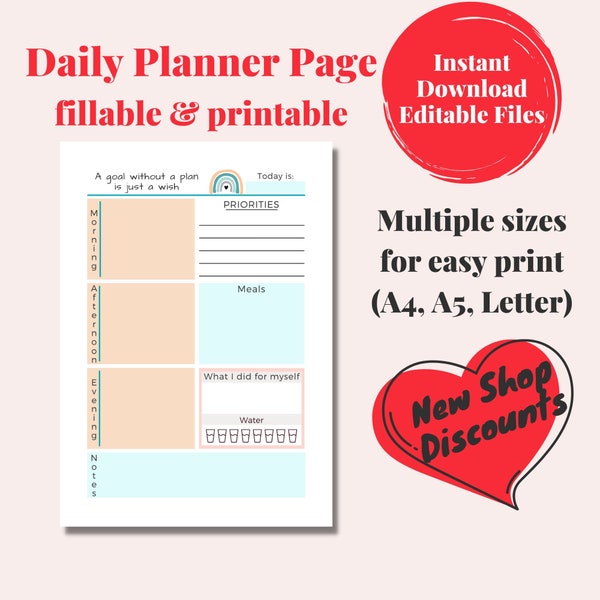 Printable Daily Planner A5 Inserts, Filofax A5 Planner, Mormon Mom Planner, Busy Mom Planner, Water Tracker&Meal Plan, Goodnotes Notability