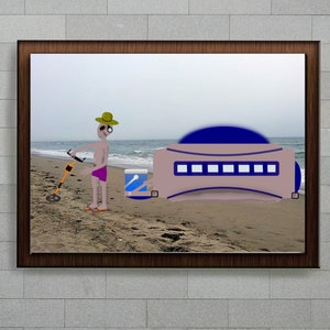 Alien Poster of Extraterrestrial At The Beach