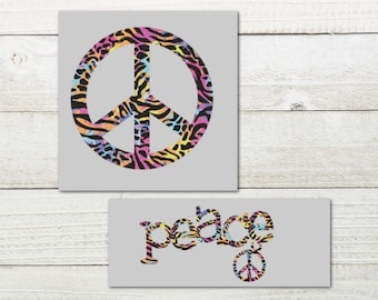 Round Peace Vinyl Decal, Written Peace Sign Sticker, Peace Symbol,