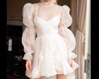 short white fluffy dress
