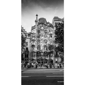 Casa Batllo Barcelona black and white photography print, Spain fine art print, canvas wall art, Wall art for home decor, Gaudi photography