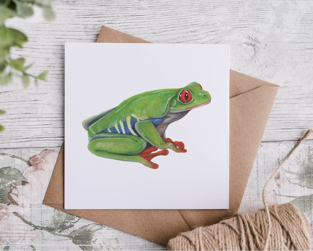Red Card Frog Red Eye Tree Frog Card Frog Greeting Card Green Frog Card Wildlife Card ...