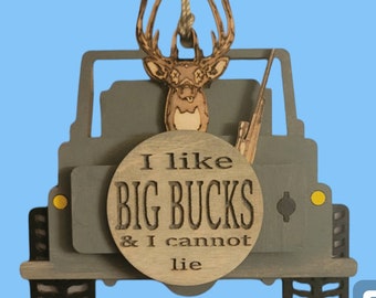 Deer Hunter Christmas Ornament, Jeep Rearview Mirror Charm