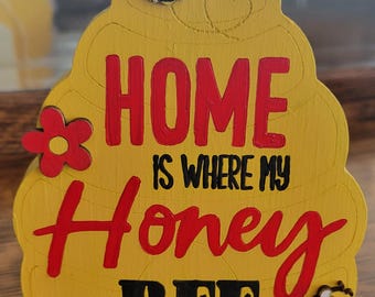 Bee Tiered Tray Decor Wooden Bumblebee Honeycomb Shelf Sitter Farmhouse Spring Kitchen Display