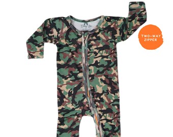 Baby Shower Gift Military Organic Baby Sleeper 2 Way Zipper Romper Gender Neutral Pajamas Girl or Boy Baby Sleep Play Etsy