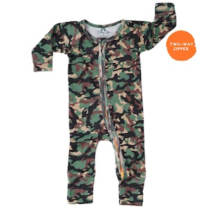 Baby Shower Gift, Military Organic Baby Sleeper, 2 Way Zipper Romper, Gender Neutral Pajamas, Girl or Boy, Baby Sleep & Play