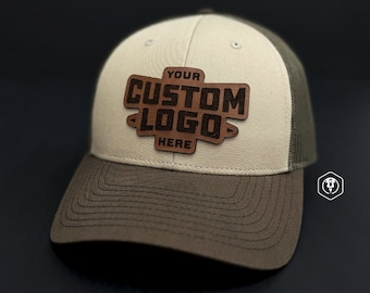 Personalized Leather Patch Trucker Hat: Laser-Engraved Custom Design – Richardson 115
