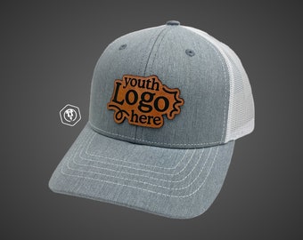 Personalized Youth Richardson 112 Trucker Hat: Custom Leather Patch, Laser-Engraved Logo/Text, Custom Design