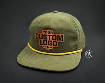 Personalized Leather Patch Rope Hat: Laser-Engraved Logo or Text – Richardson 256 UMPQUA
