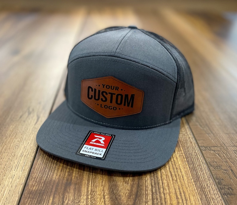 Flat Bill Custom Leather Patch Hat Laser Engraved for Company - Etsy