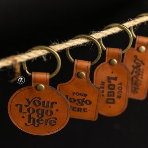 Personalized Leather Keychain, Custom Leather Keychain with your logo or Custom Text, Key fob, Gifts