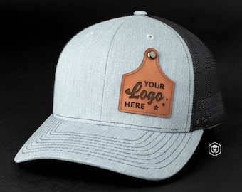 Personalized Leather Patch Trucker Hat: Laser-Engraved Custom Logo – Richardson 112 Cattle Tag