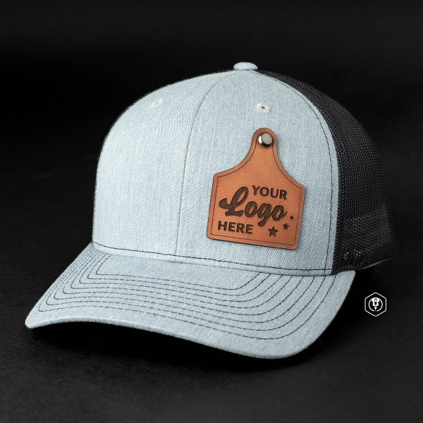 Personalized Leather Patch Trucker Hat: Laser-Engraved Custom Logo – Richardson 112 Cattle Tag