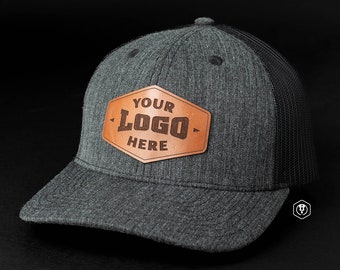 Personalized Leather Patch Trucker Hat: Laser-Engraved Custom Logo Crafters Lab Hat
