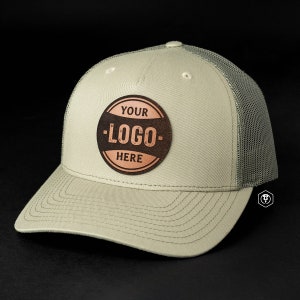 Custom Trucker Leather Patch Hat Five Panel, Laser Engraved for You or Your Company, Personalized Logo or Text, 112FP  Richardson Hats