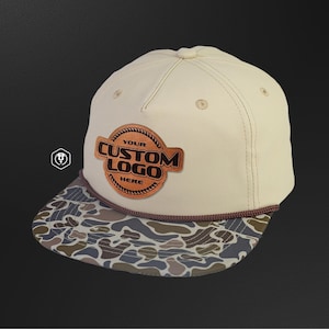 Personalized Leather Patch Rope Hat: Laser-Engraved Logo Design – Five Panel